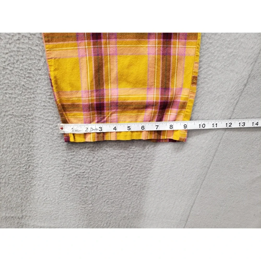 Old Navy Women Pajama Pant XL Yellow Plaid 100% Cotton Drawstring High Rise City